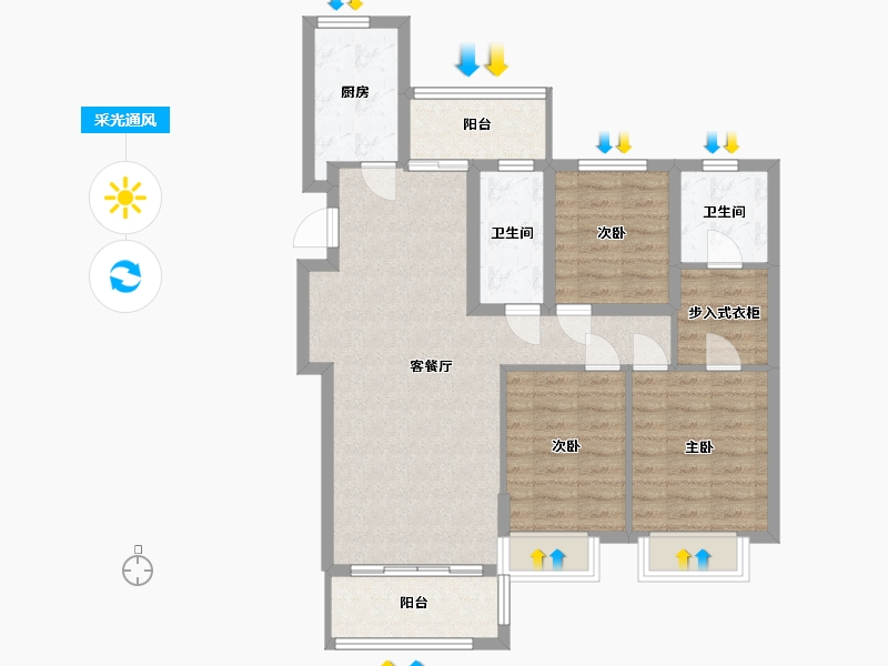 福建省-泉州市-东海湾三街四坊-86.40-户型库-采光通风