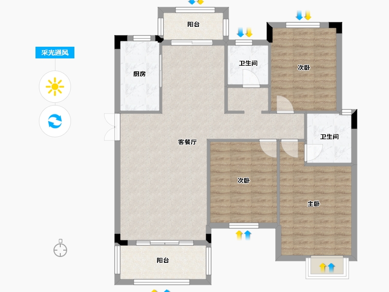 河南省-信阳市-美景东方-103.24-户型库-采光通风