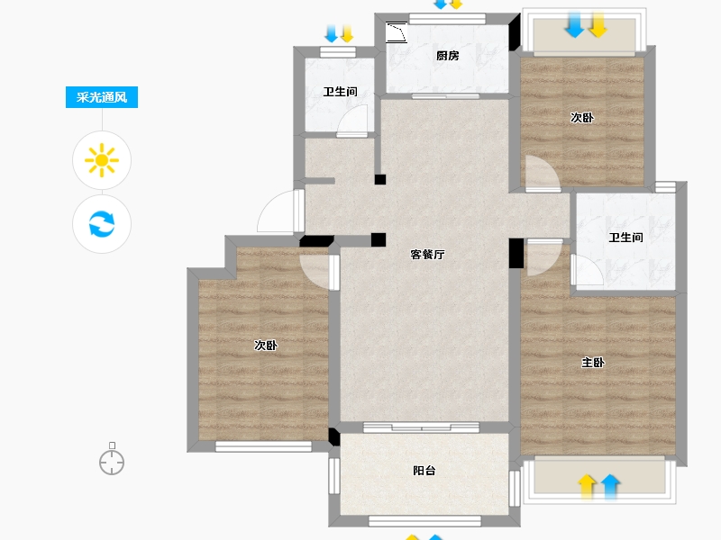 浙江省-衢州市-贝林・玉泉湾-82.06-户型库-采光通风