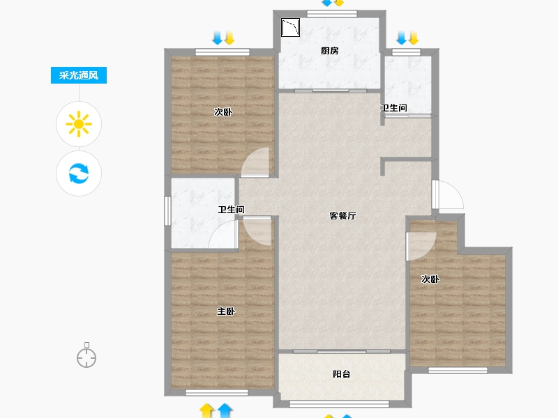 山东省-淄博市-中房四季城-120.00-户型库-采光通风