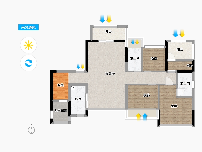 广东省-广州市-中海联睿品-85.61-户型库-采光通风