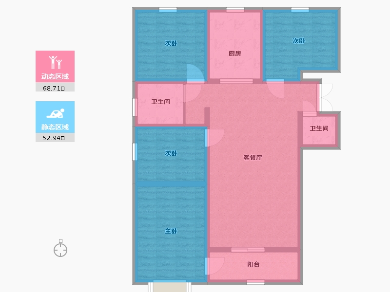 青海省-西宁市-舒裕华府综合小区-108.80-户型库-动静分区