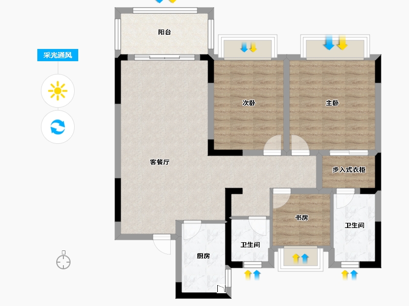 安徽省-宿州市-龙山云居-88.83-户型库-采光通风