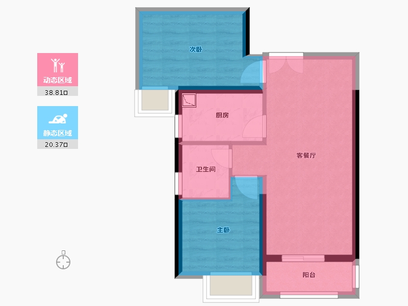 湖北省-武汉市-佳兆业广场天御-52.25-户型库-动静分区