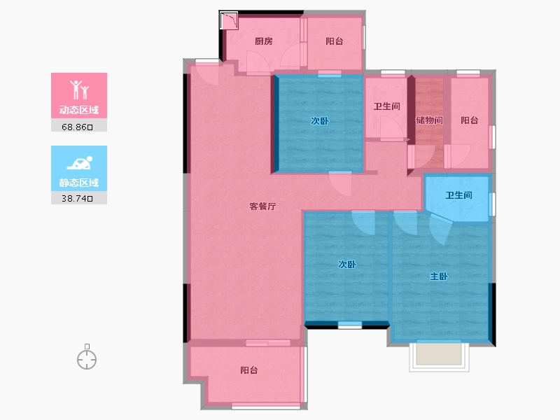 湖南省-衡阳市-鸿豪春风十里-95.77-户型库-动静分区