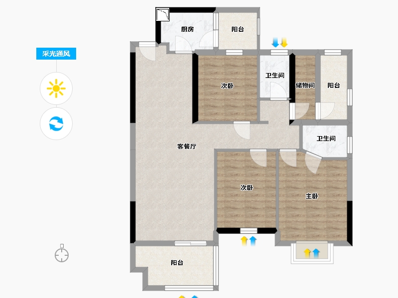 湖南省-衡阳市-鸿豪春风十里-95.77-户型库-采光通风