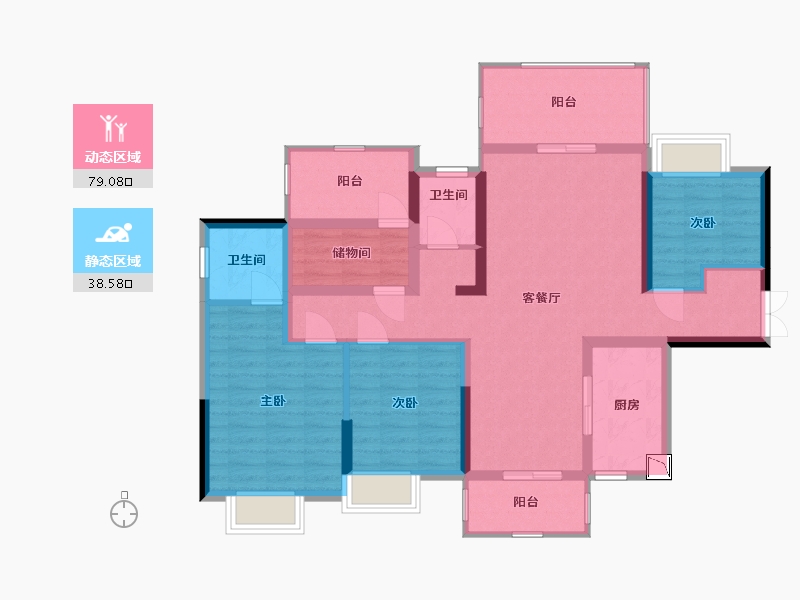 湖南省-衡阳市-鸿豪春风十里-104.45-户型库-动静分区