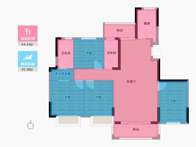 福建省-泉州市-东海湾三街四坊-97.44-户型库-动静分区