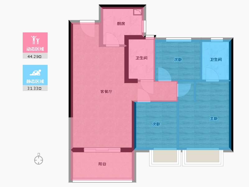 福建省-泉州市-金茂阳光城檀悦-67.00-户型库-动静分区