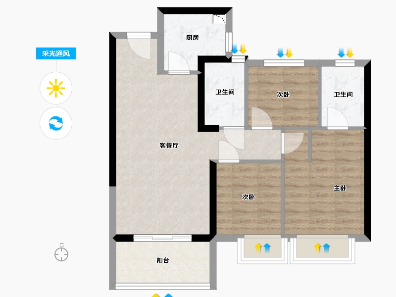 福建省-泉州市-金茂阳光城檀悦-67.00-户型库-采光通风