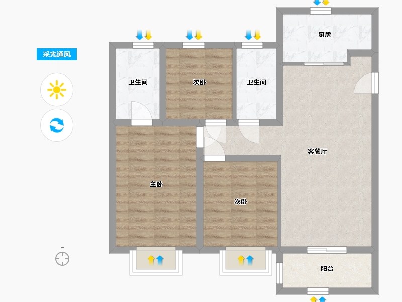 山东省-济南市-海信九麓府-76.67-户型库-采光通风