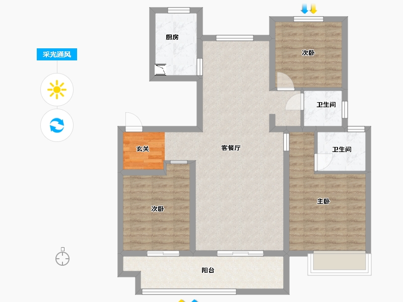 安徽省-芜湖市-华地紫悦府-94.40-户型库-采光通风