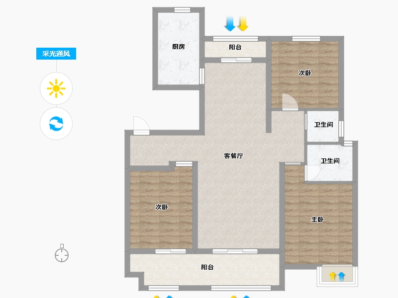 安徽省-芜湖市-华地江城府-104.00-户型库-采光通风