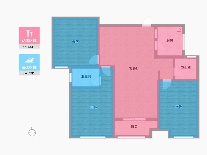 山东省-济南市-中海锦城-96.96-户型库-动静分区