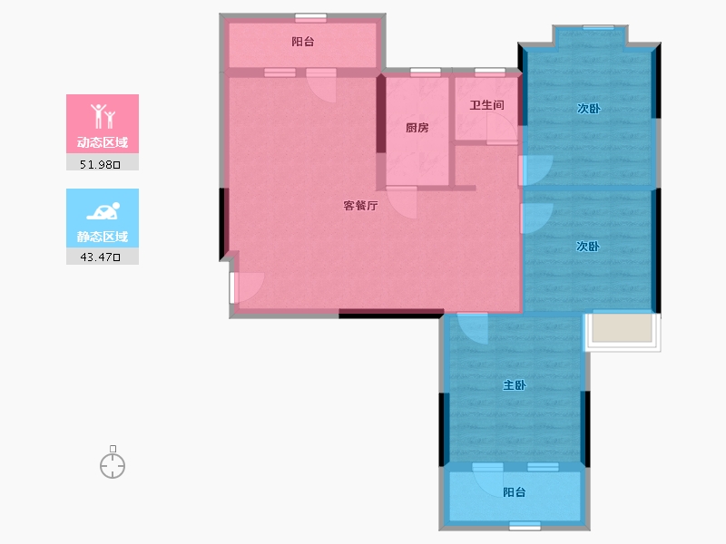 湖北省-武汉市-万丰丰泽园-85.77-户型库-动静分区