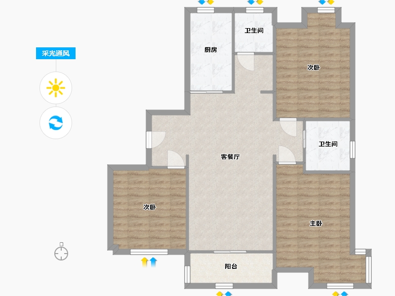 安徽省-合肥市-百协大溪地-102.30-户型库-采光通风