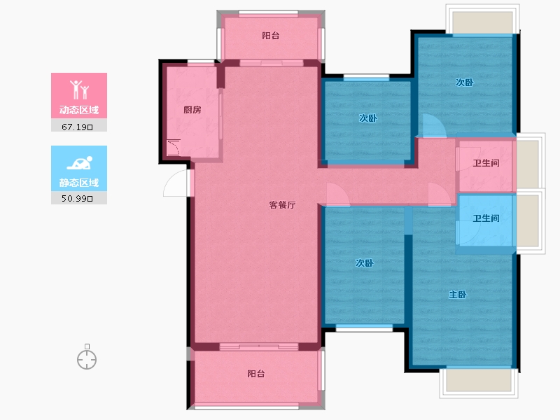 福建省-泉州市-晖盛海湾国际-105.11-户型库-动静分区