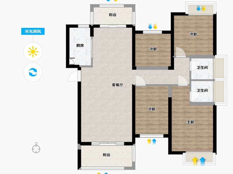 福建省-泉州市-晖盛海湾国际-105.11-户型库-采光通风