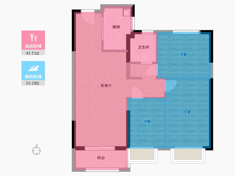 湖北省-武汉市-万科保利联投理想星光-65.73-户型库-动静分区