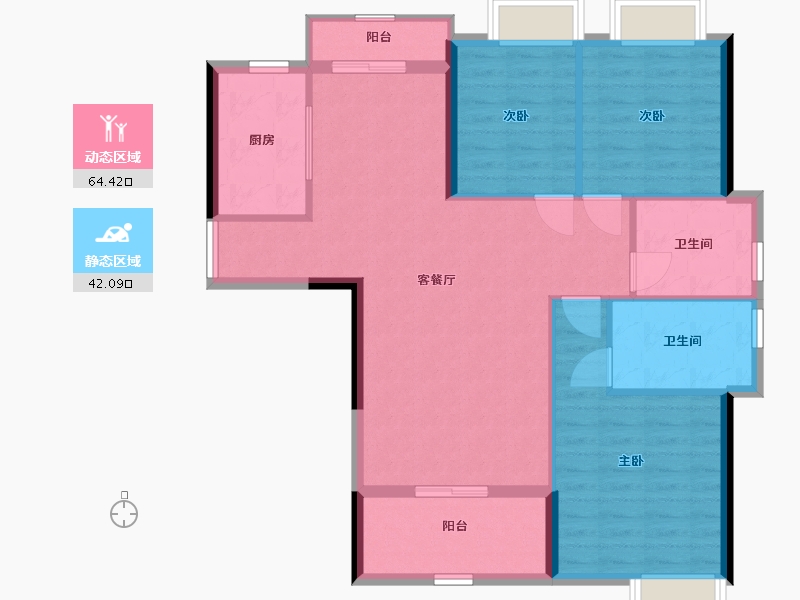 湖南省-衡阳市-红湘大第-96.80-户型库-动静分区