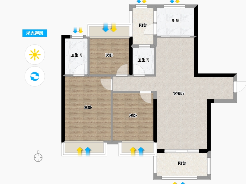 广东省-肇庆市-　天玺御璟园-85.78-户型库-采光通风