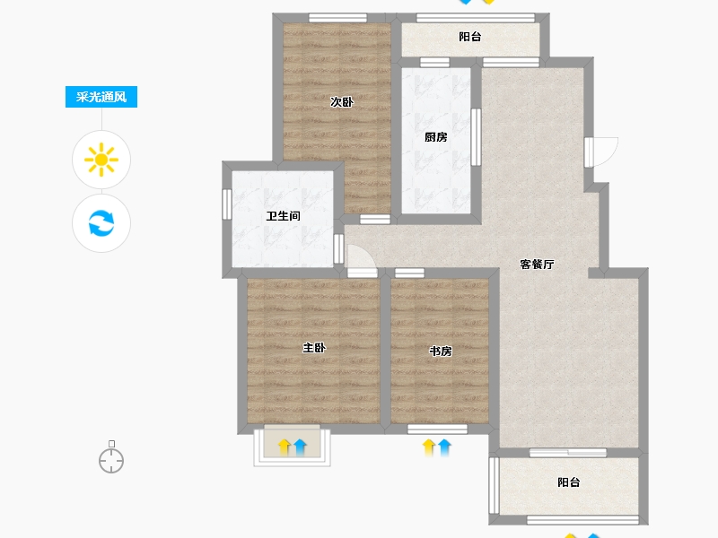 安徽省-滁州市-百合公馆-92.00-户型库-采光通风