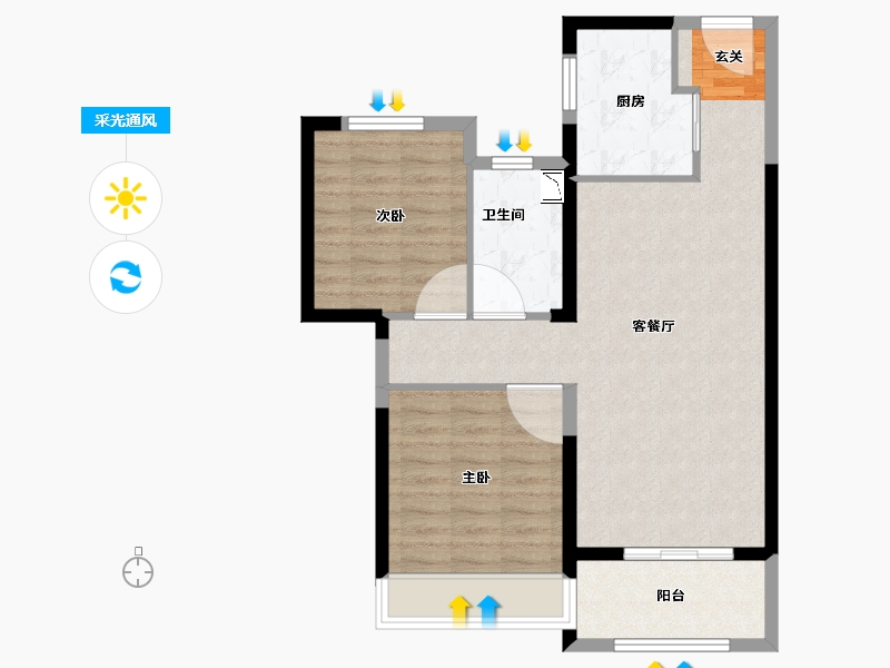 山东省-威海市-利群悦澜名邸-74.58-户型库-采光通风