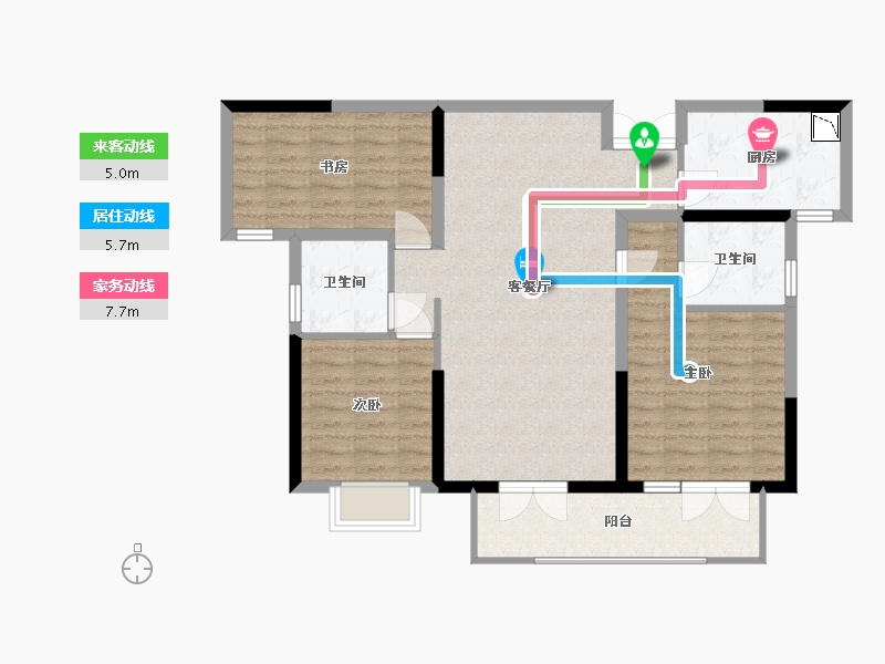 湖北省-襄阳市-汉水华城 御园-94.56-户型库-动静线