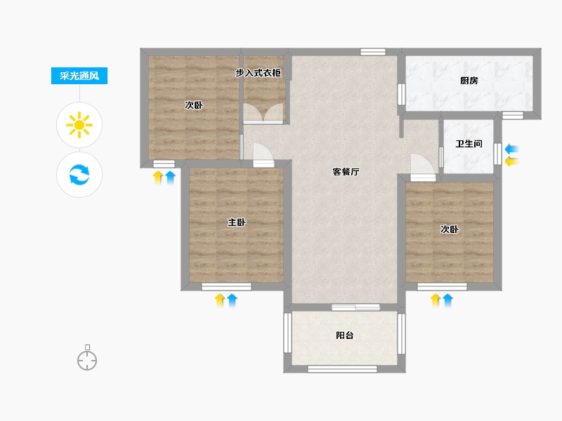 安徽省-滁州市-百合公馆-77.60-户型库-采光通风