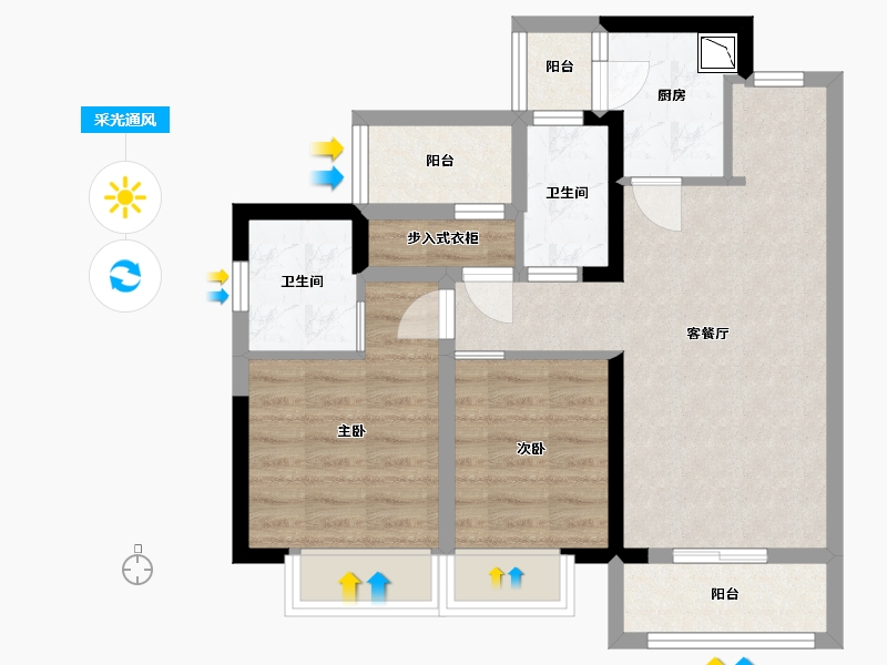 广东省-广州市-旭辉城-64.41-户型库-采光通风