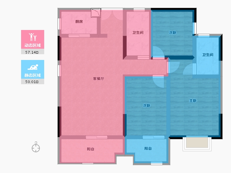 湖南省-衡阳市-红湘大第-94.68-户型库-动静分区