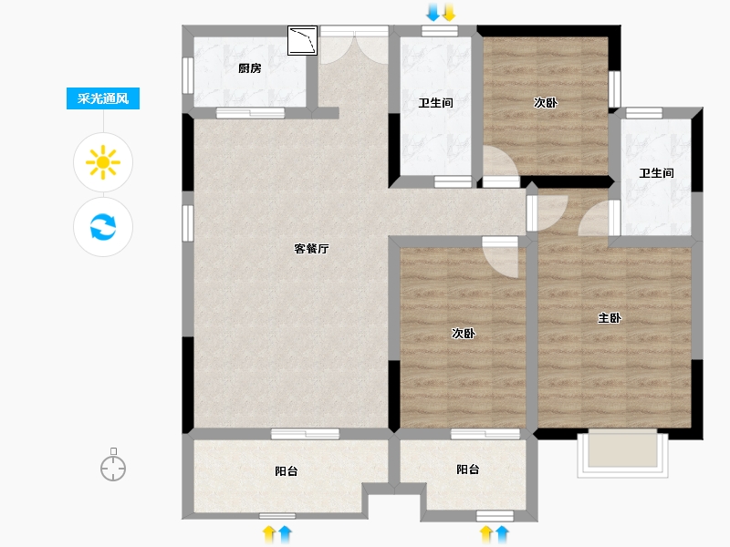 湖南省-衡阳市-红湘大第-94.68-户型库-采光通风