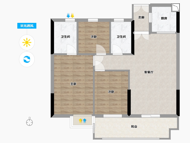 湖南省-衡阳市-红湘大第-83.25-户型库-采光通风