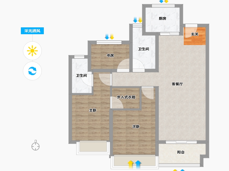 江苏省-南通市-合景红星紫御四季-88.00-户型库-采光通风