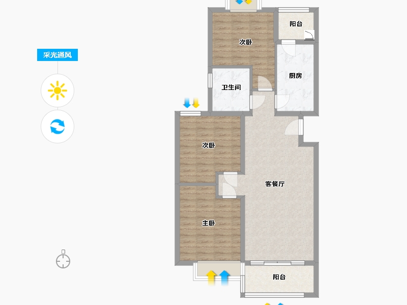 河北省-邯郸市-恒大绿洲-90.00-户型库-采光通风