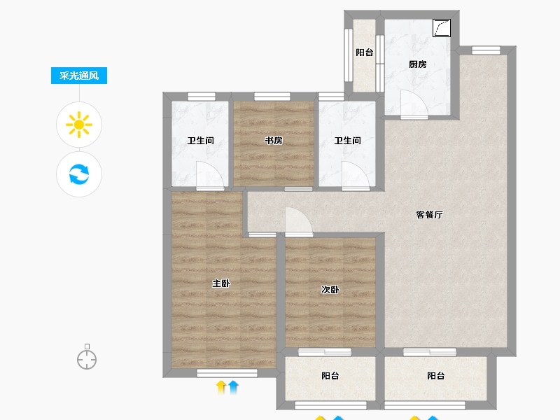 湖南省-岳阳市-江河颐�Z城-78.96-户型库-采光通风