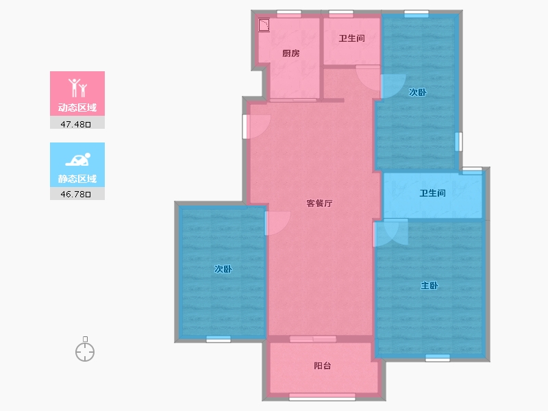 浙江省-嘉兴市-亲爱的洋房-85.62-户型库-动静分区