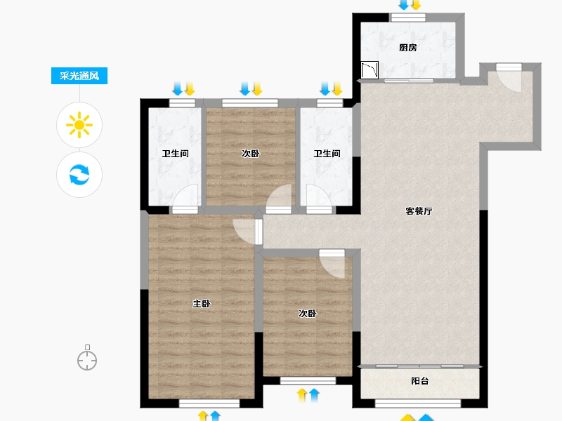 山东省-济宁市-融创济宁府-95.49-户型库-采光通风