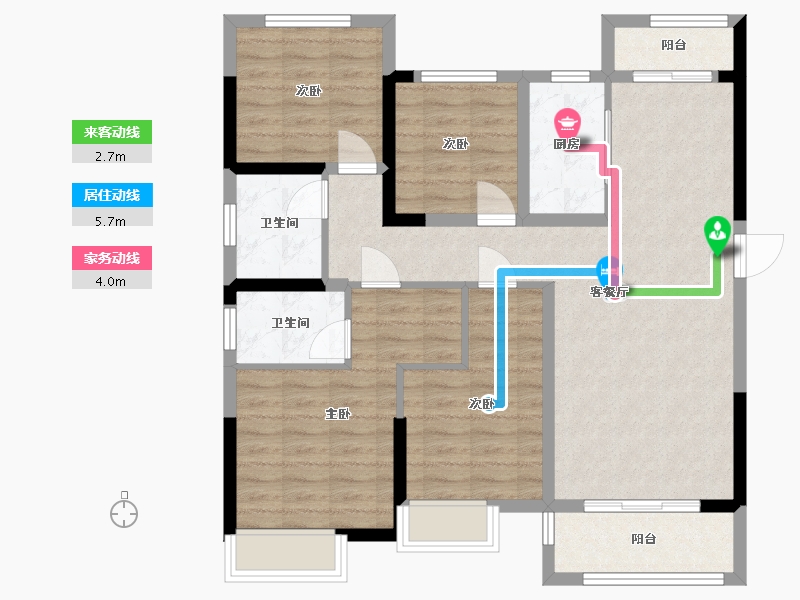 福建省-泉州市-禹洲溪山墅-96.80-户型库-动静线