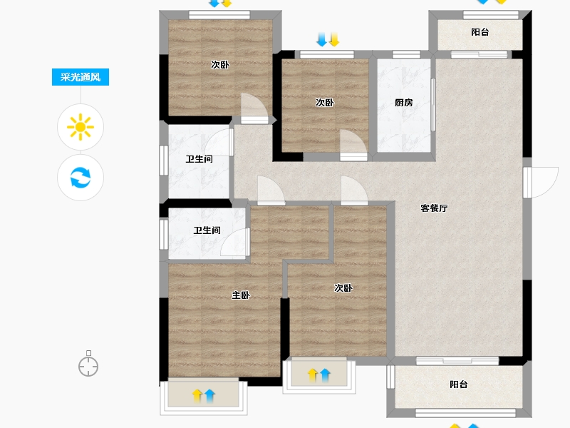 福建省-泉州市-禹洲溪山墅-96.80-户型库-采光通风