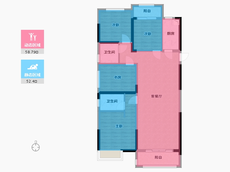 福建省-泉州市-禹洲溪山墅-99.04-户型库-动静分区