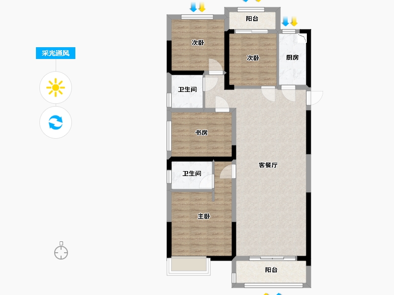 福建省-泉州市-禹洲溪山墅-99.04-户型库-采光通风