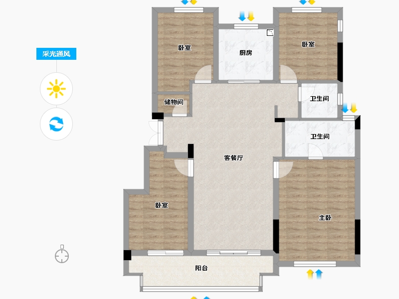 浙江省-衢州市-国旭城-106.55-户型库-采光通风