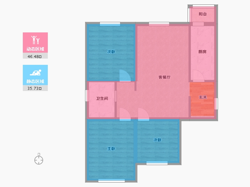 山西省-大同市-天锐益城四期北辰云阁-73.40-户型库-动静分区