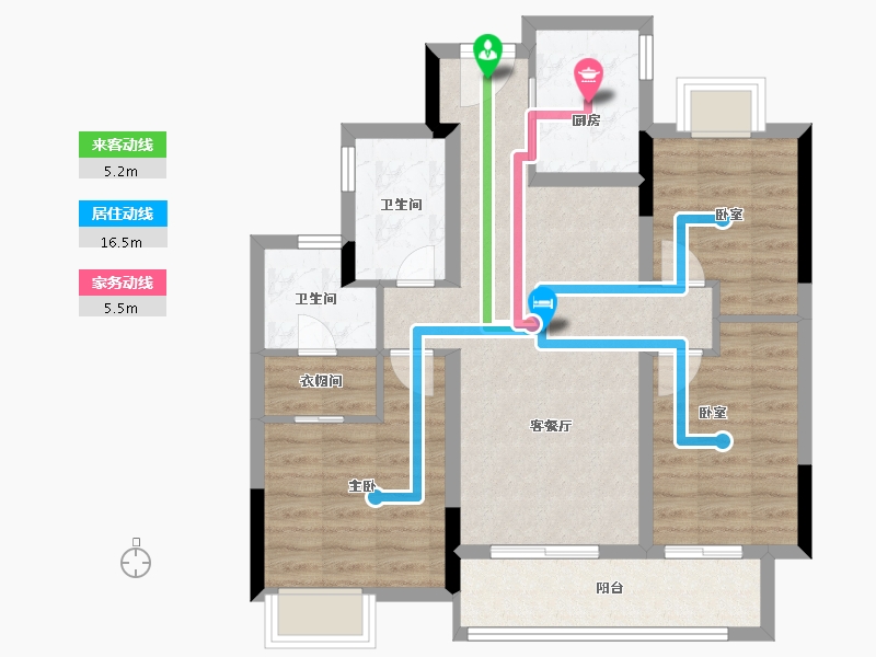 湖北省-武汉市-金辉优步湖畔-78.66-户型库-动静线