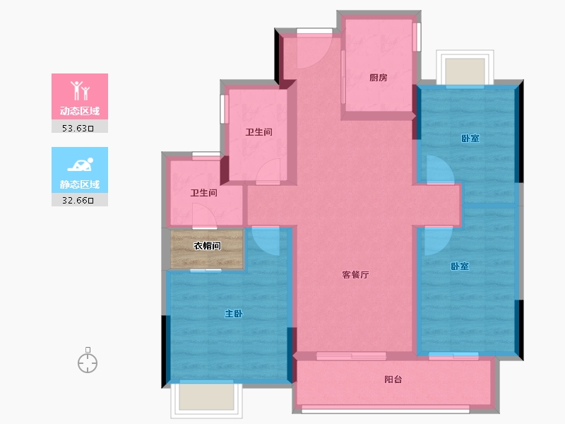 湖北省-武汉市-金辉优步湖畔-78.66-户型库-动静分区