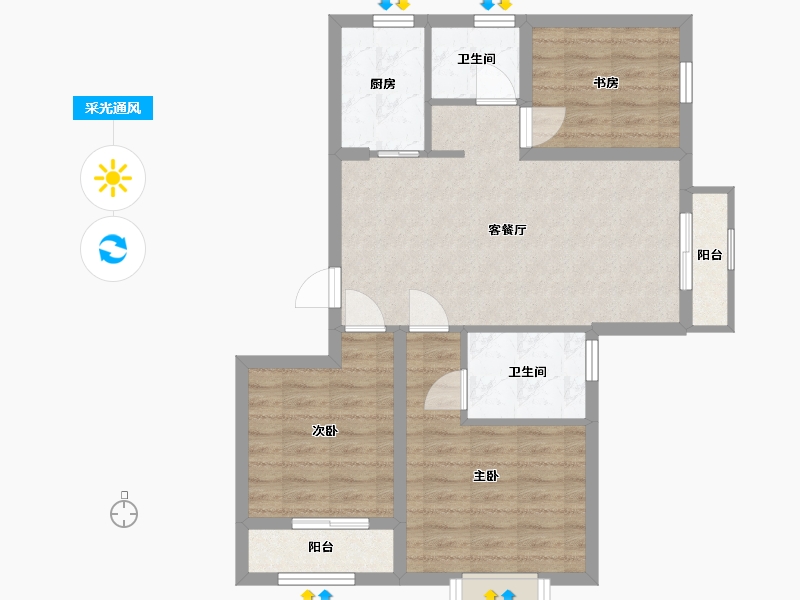 河北省-保定市-印象城・滨江悦-73.60-户型库-采光通风