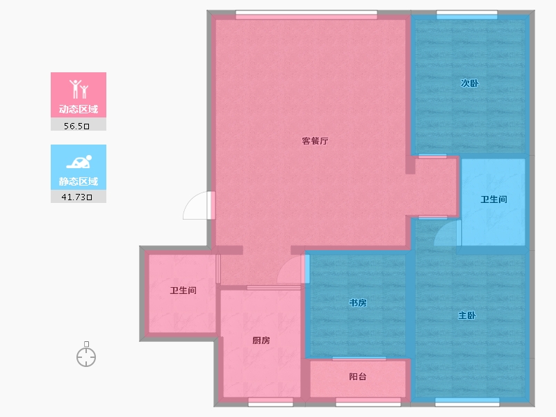 山西省-大同市-天锐益城四期北辰云阁-88.07-户型库-动静分区