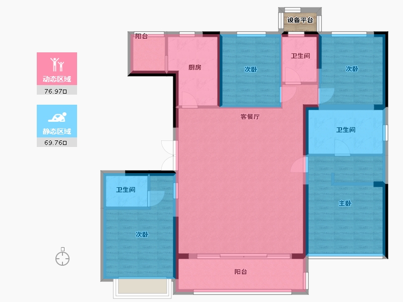 浙江省-台州市-西江月-134.41-户型库-动静分区