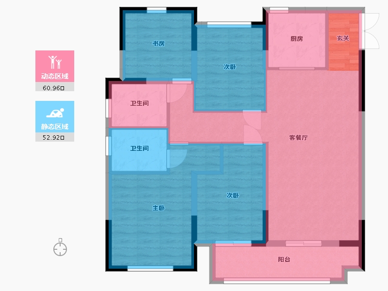 浙江省-台州市-阳光城中梁・璞悦-102.40-户型库-动静分区